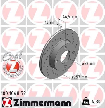 Zimmermann Sport Brake Disc for AUDI 100 Avant (44, 44Q, C3) front