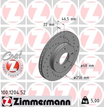 Zimmermann Sportbremsscheibe Sport Z für AUDI 100 Avant (44, 44Q, C3) vorne