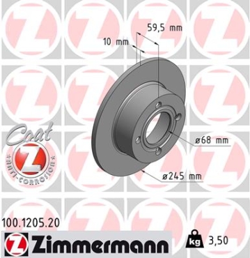 Zimmermann Brake Disc for AUDI 100 (44, 44Q, C3) rear