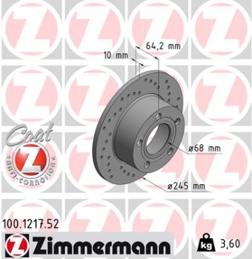 Zimmermann Sportbremsscheibe Sport Z für AUDI A6 Avant (4B5, C5) hinten