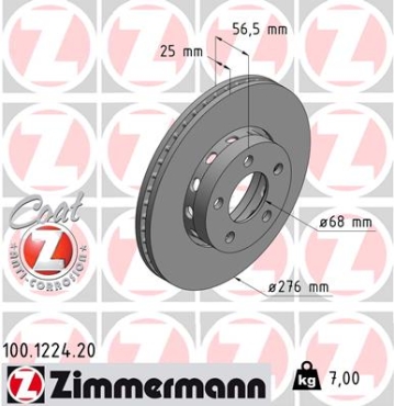 Zimmermann Bremsscheibe für AUDI 80 (8C2, B4) vorne