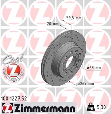 Zimmermann Sportbremsscheibe Sport Z für AUDI V8 (441, 442, 4C2, 4C8) hinten