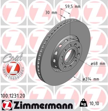 Zimmermann Brake Disc for AUDI 100 Avant (4A5, C4) front
