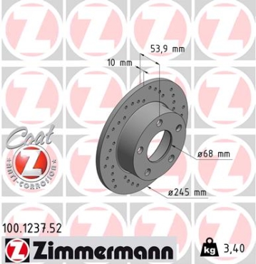 Zimmermann Sportbremsscheibe Sport Z für AUDI A6 (4B2, C5) hinten
