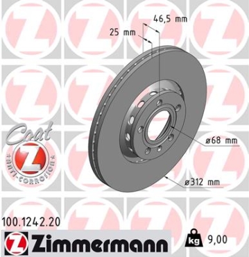 Zimmermann Bremsscheibe für AUDI A4 Cabriolet (8H7, B6, 8HE, B7) vorne