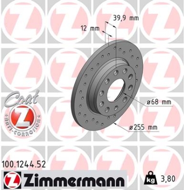 Zimmermann Sport Brake Disc for AUDI A4 Cabriolet (8H7, B6, 8HE, B7) rear
