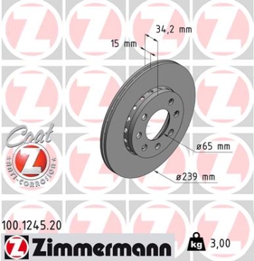 Zimmermann Bremsscheibe für AUDI A2 (8Z0) vorne