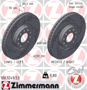Zimmermann Sportbremsscheibe Black Z für AUDI A4 Cabriolet (8H7, B6, 8HE, B7) vorne