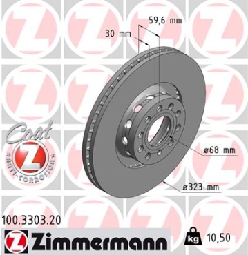 Zimmermann Brake Disc for AUDI A6 Avant (4A5, C4) front