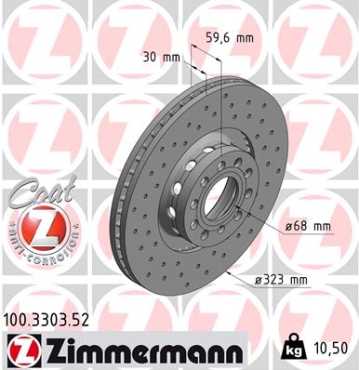 Zimmermann Sportbremsscheibe Sport Z für VW PHAETON (3D1, 3D2, 3D3, 3D4, 3D6, 3D7, 3D8, 3D9) vorne