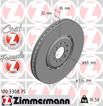 Zimmermann Brake Disc for AUDI TT (8N3) front right