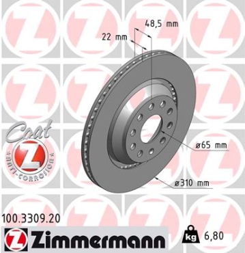 Zimmermann Brake Disc for SEAT LEON ST (5F8) rear