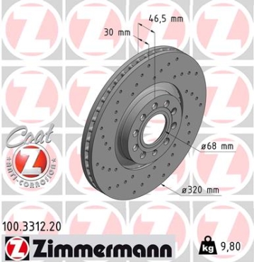 Zimmermann Bremsscheibe für AUDI A4 Avant (8ED, B7) vorne