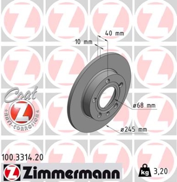 Zimmermann Brake Disc for AUDI A4 (8E2, B6) rear