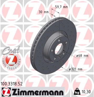 Zimmermann Sport Brake Disc for AUDI A6 (4F2, C6) front