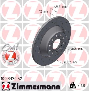 Zimmermann Brake Disc for AUDI A6 (4F2, C6) rear