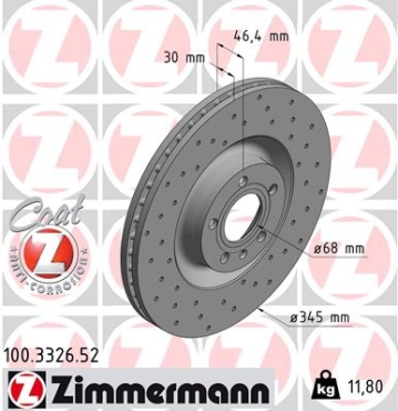 Zimmermann Sportbremsscheibe Sport Z für AUDI A4 Cabriolet (8H7, B6, 8HE, B7) vorne