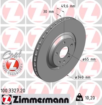Zimmermann Brake Disc for AUDI TT (8J3) front