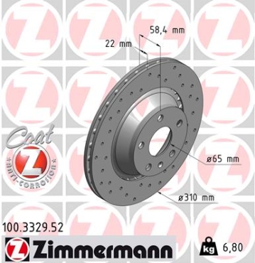 Zimmermann Sport Brake Disc for AUDI TT Roadster (8J9) rear