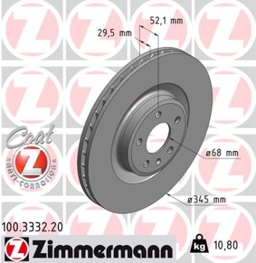 Zimmermann Brake Disc for AUDI A4 Avant (8K5, B8) front