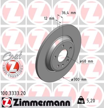 Zimmermann Brake Disc for AUDI A4 Avant (8K5, B8) rear