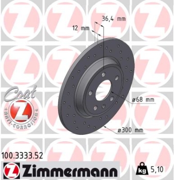 Zimmermann Sport Brake Disc for AUDI A6 C7 Avant (4G5, 4GD) rear