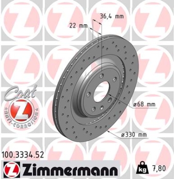 Zimmermann Sport Brake Disc for AUDI A4 (8K2, B8) rear
