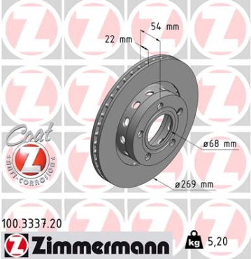 Zimmermann Brake Disc for AUDI A6 (4B2, C5) rear