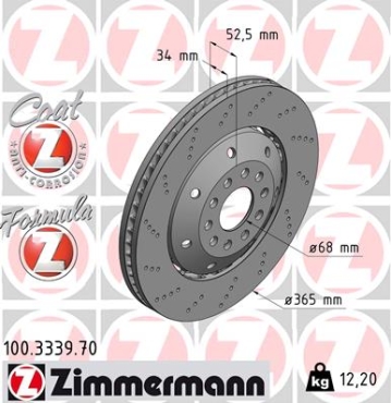 Zimmermann Brake Disc for AUDI A6 (4B2, C5) front left