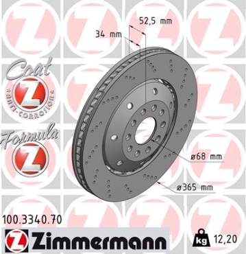 Zimmermann Brake Disc for AUDI A6 (4B2, C5) front right