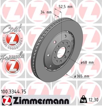 Zimmermann Brake Disc for AUDI A6 Avant (4B5, C5) front right
