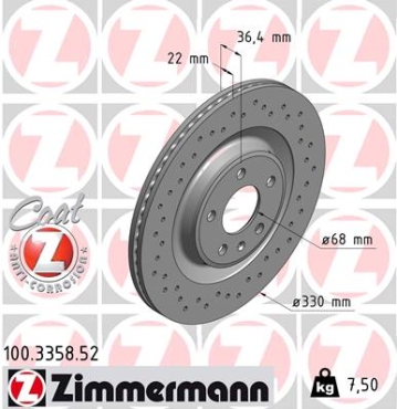 Zimmermann Sport Brake Disc for AUDI A6 Avant (4G5, 4GD, C7) rear