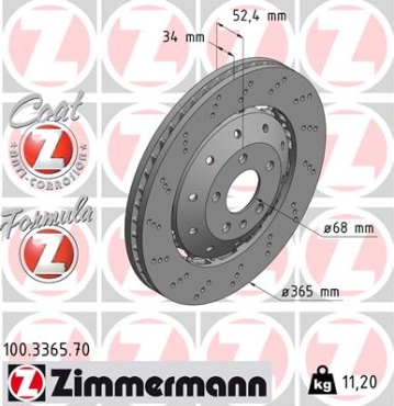 Zimmermann Bremsscheibe Formula Z für AUDI A4 Avant (8K5, B8) vorne