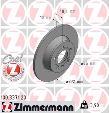 Zimmermann Brake Disc for AUDI A1 (8X1, 8XK) rear