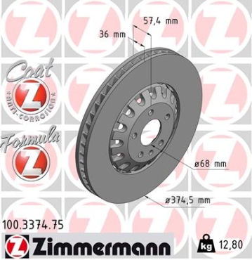 Zimmermann Bremsscheibe Formula Z für AUDI A6 (4A2, C8) vorne