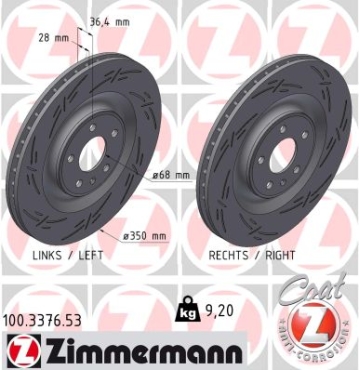 Zimmermann Sportbremsscheibe Black Z für AUDI A8 D5 (4N2, 4N8, 4NC, 4NL) hinten