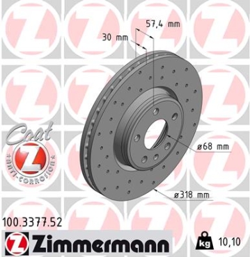 Zimmermann Sport Brake Disc for AUDI A4 Avant (8W5, B9) front