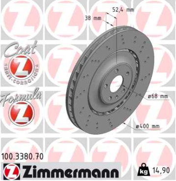 Zimmermann Bremsscheibe Formula Z für AUDI A7 Sportback (4GA, 4GF) vorne