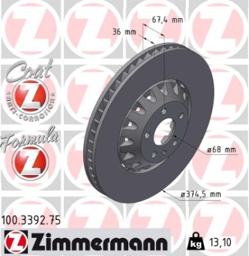 Zimmermann Brake Disc for AUDI A6 Allroad C8 (4AH) front