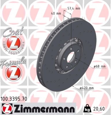 Zimmermann Bremsscheibe Formula Z für AUDI A6 C8 Avant (4A5) vorne