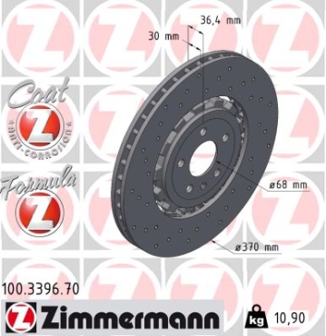 Zimmermann Brake Disc for AUDI A6 C8 Avant (4A5) rear