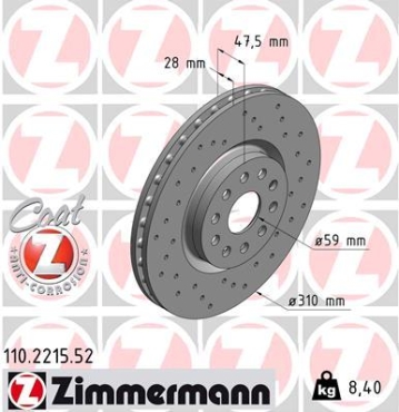 Zimmermann Sport Brake Disc for ALFA ROMEO 166 (936_) front