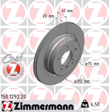Zimmermann Brake Disc for BMW Z3 Roadster (E36) rear left