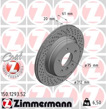 Zimmermann Sport Brake Disc for BMW Z3 Roadster (E36) rear right
