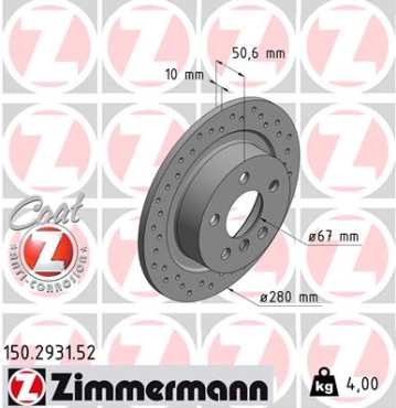 Zimmermann Sport Brake Disc for MINI MINI CLUBMAN (F54) rear