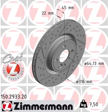 Zimmermann Bremsscheibe für MINI MINI Coupe (R58) vorne