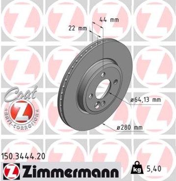 Zimmermann Brake Disc for MINI MINI Coupe (R58) front
