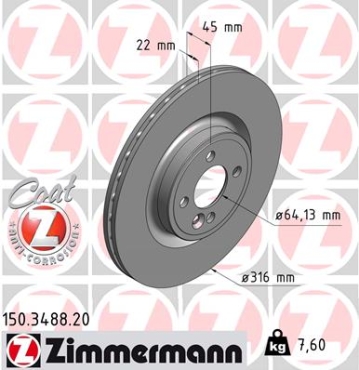Zimmermann Bremsscheibe für MINI MINI Coupe (R58) vorne