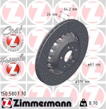 Zimmermann Bremsscheibe Formula Z für BMW X3 (G01, F97, G08) hinten links