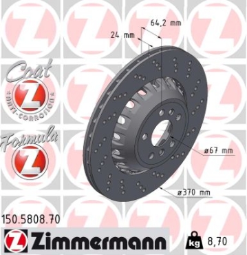 Zimmermann Bremsscheibe Formula Z für BMW X3 (G01, F97, G08) hinten rechts